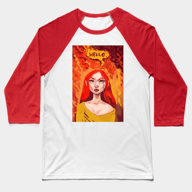 Fire Witch Baseball T-Shirt by Skutchdraws